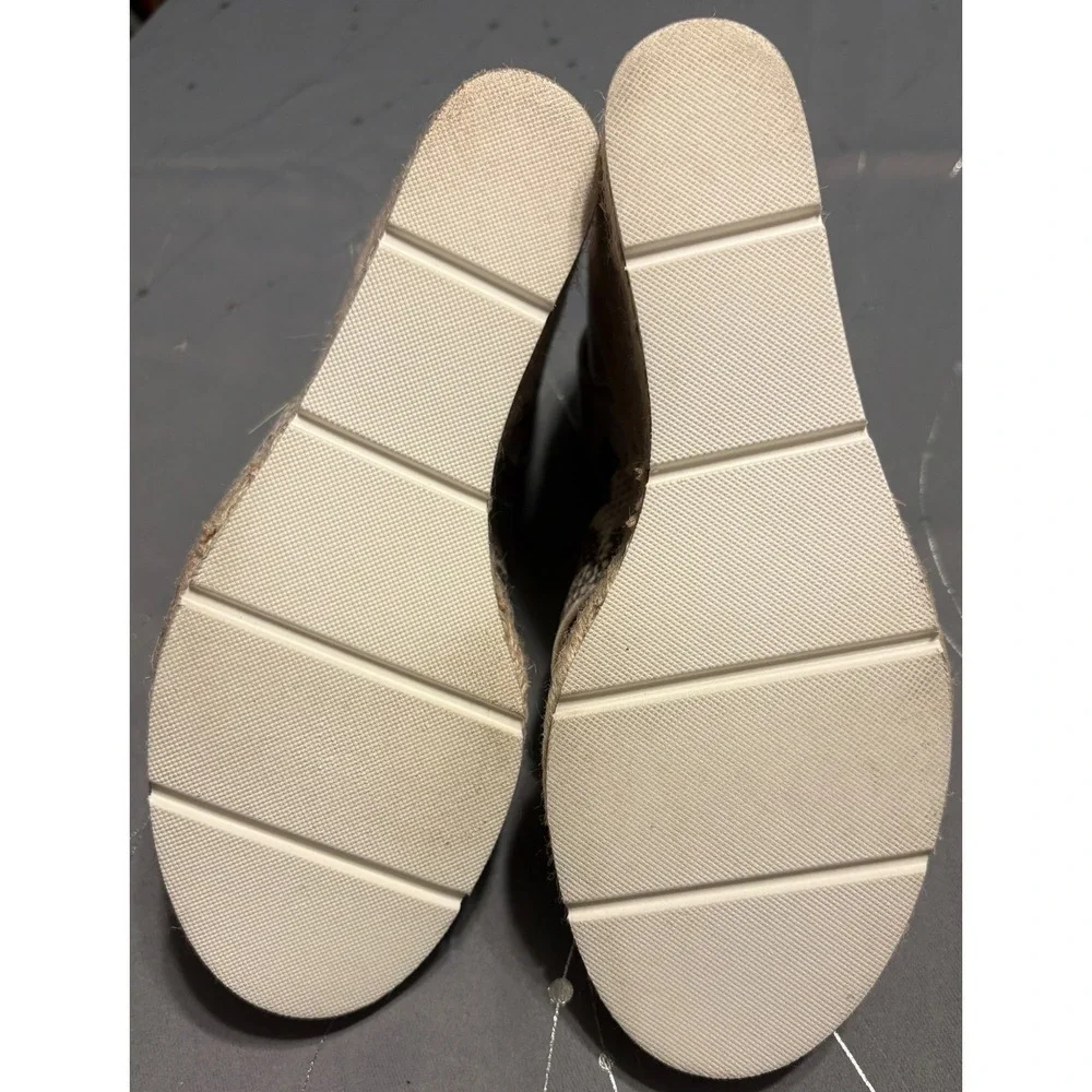 Treasure & Bond Sannibel Snakeskin Espadrille Wedge Sandals Grey White Size 7M